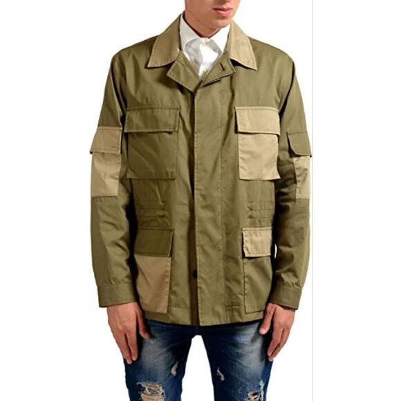 New Marc Jacobs Men IT 46 Olive Green Color Block Twill Safari Jacket Italy $700 - Picture 1 of 16
